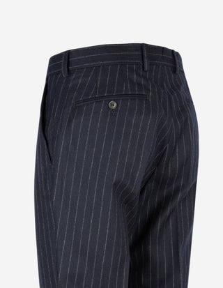 Firenze Kostym Ullflanell Kritstrecksrandig Navy