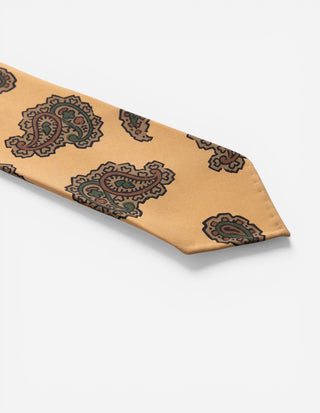 Slips Untipped Siden 7 Fold Khaki Beige Paisley One Size