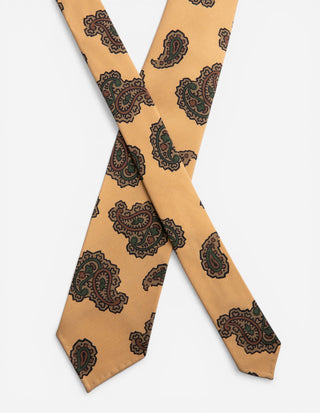 Slips Untipped Siden 7 Fold Khaki Beige Paisley One Size