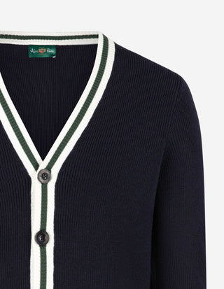 Trent Retro Cardigan Bomull Marinblå