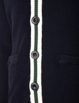 Trent Retro Cardigan Bomull Marinblå