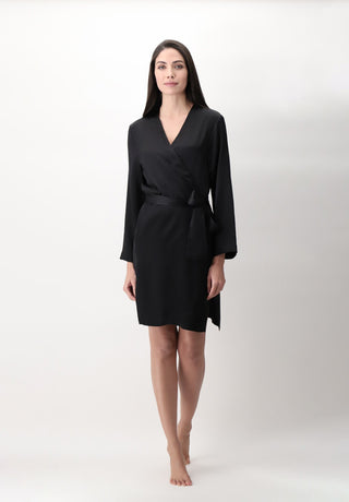 Kimono Siden Svart