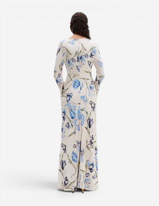 Carolina Klänning Vit/Blå Blommig