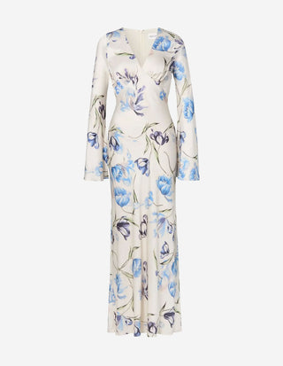 Carolina Klänning Vit/Blå Blommig