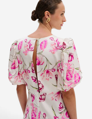 Freja Klänning Vit/Rosa Blommig