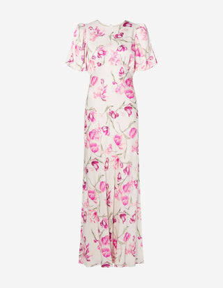 Freja Klänning Vit/Rosa Blommig