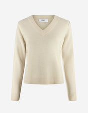 Sol V-Neck Ull/Cashmere Ljusbeige