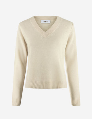 Sol V-Neck Ull/Cashmere Ljusbeige