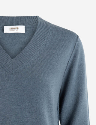 Sol V-Neck Ull/Cashmere Blå