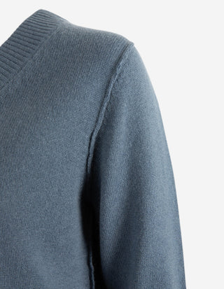 Sol V-Neck Ull/Cashmere Blå