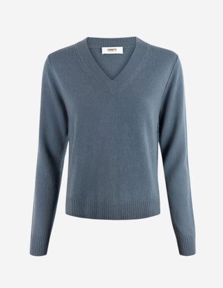 Sol V-Neck Ull/Cashmere Blå