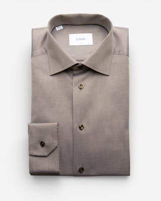 Slim Fit Skjorta Semi Solid Twill Brun
