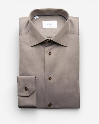 Contemporary Fit Skjorta Semi Solid Twill Brun