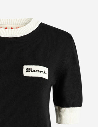 Stickad Top Svart
