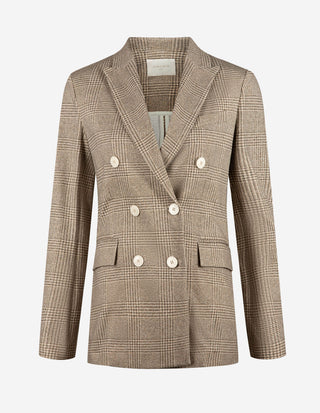 Dubbelknäppt Kavaj Glencheck Beige