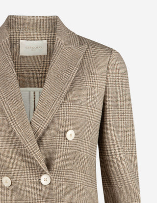 Dubbelknäppt Kavaj Glencheck Beige