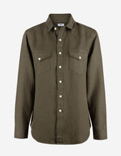 Maja Overshirt Linne Olivgrön