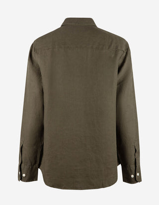 Maja Overshirt Linne Olivgrön
