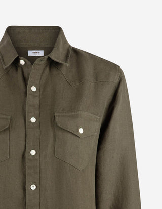 Maja Overshirt Linne Olivgrön