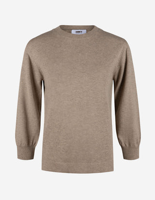 Andrea Top 3/4 Ärm Gråbeige Melange