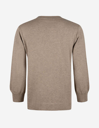 Andrea Top 3/4 Ärm Gråbeige Melange