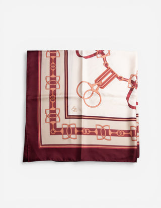 Scarf Siden Creme/Burgundy