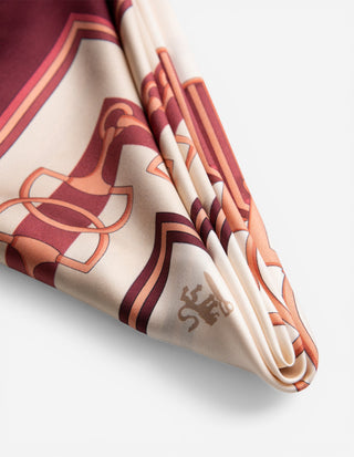 Scarf Siden Creme/Burgundy