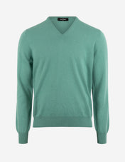 Tröja V-ringad Cashmere Mossgrön
