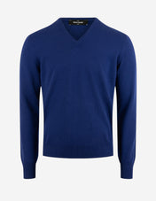 Tröja V-ringad Cashmere Marinblå