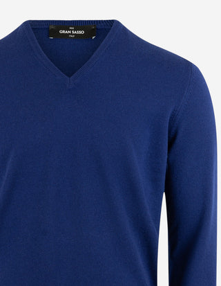 Tröja V-ringad Cashmere Marinblå