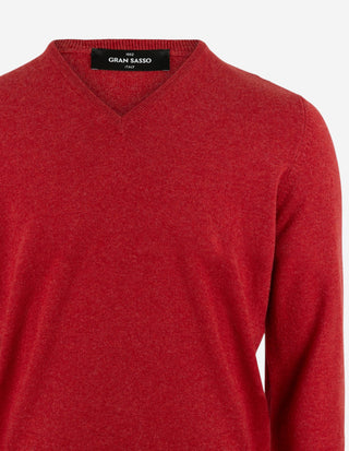Tröja V-ringad Cashmere Vinröd