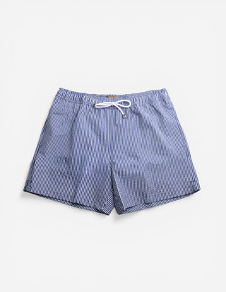Badshorts Seersucker Blå/Vit