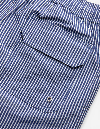 Badshorts Seersucker Blå/Vit