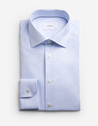 Slim Fit Skjorta Bomull/Tencel Ljusblå