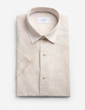 Skjorta Kortärmad Linne Beige