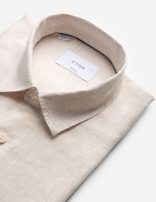 Skjorta Kortärmad Linne Beige