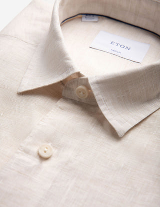 Skjorta Kortärmad Linne Beige