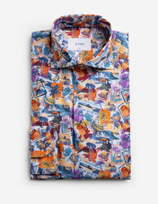 Casual Fit Skjorta Poplin Copacabana Flerfärgad