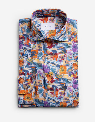 Casual Fit Skjorta Poplin Copacabana Flerfärgad