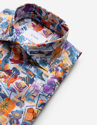 Casual Fit Skjorta Poplin Copacabana Flerfärgad