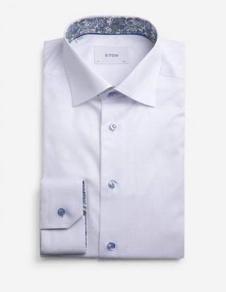 Contemporary Fit Kontrast Skjorta Signature Twill Vit