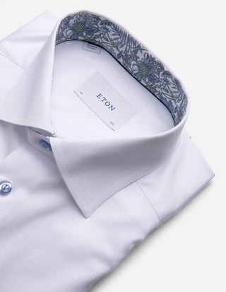 Contemporary Fit Kontrast Skjorta Signature Twill Vit
