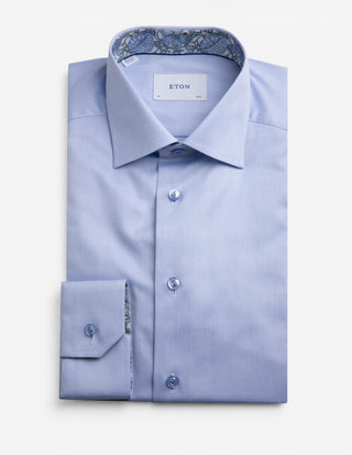 Contemporary Fit Kontrast Skjorta Signature Twill Ljusblå