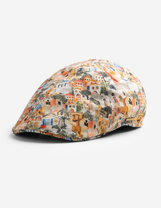 Texas Village Print Flat Cap Flerfärgad
