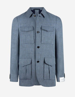 Saba Safari Jacket Linne Ull Blå