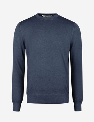 Tröja Rundhals Vintage S Merino Blå