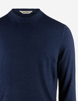 Tröja Rundhals Vintage S Merino Marinblå