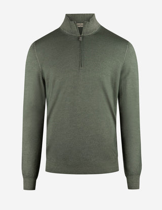Zip-tröja Vintage S Merino Olivgrön