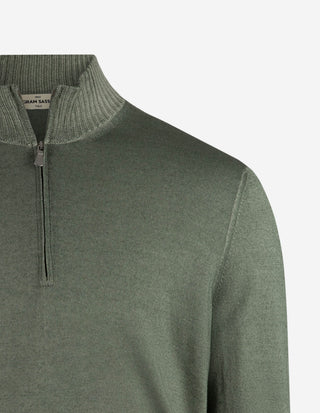 Zip-tröja Vintage S Merino Olivgrön