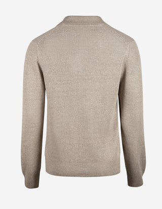 Tröja Open Collar Linne Bomull Beige